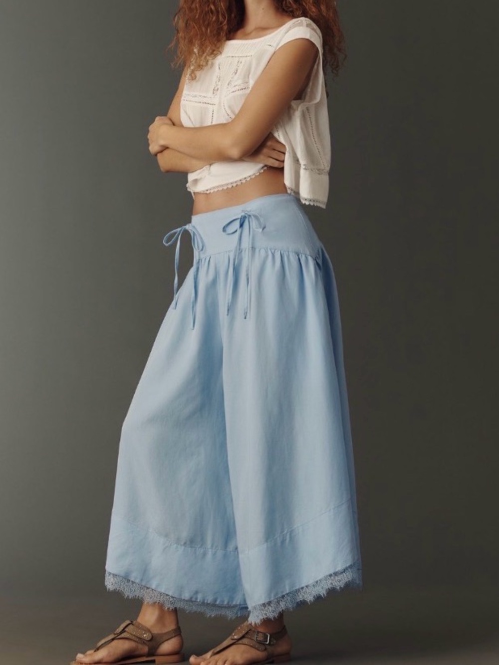 By Anthropologie Linen Blend Skirty Basque
Waist Pants. MSRP $168